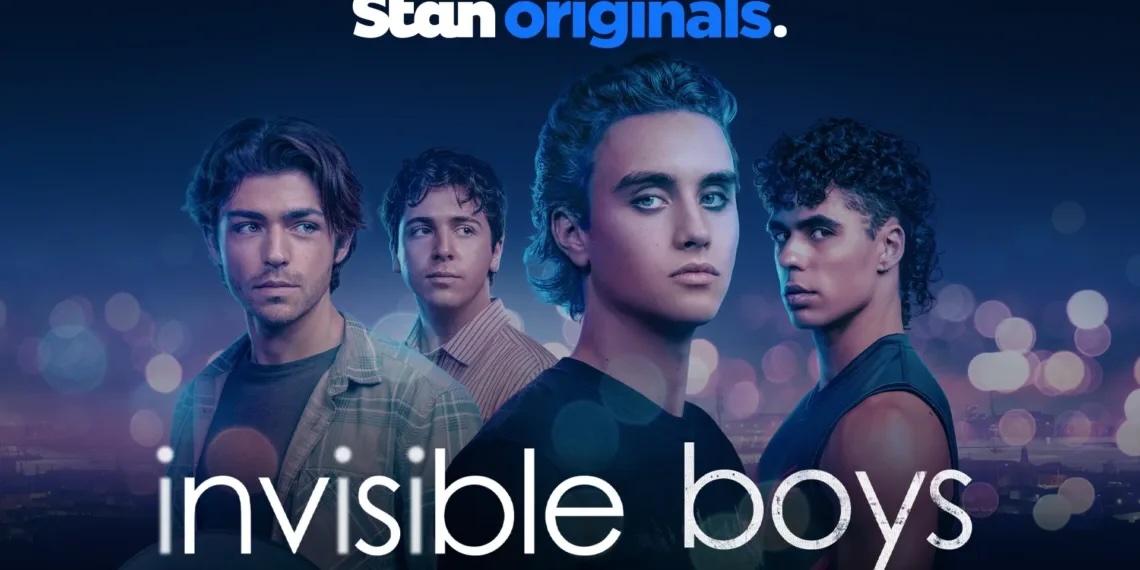 A group of young men looking to camera on a promotional poster